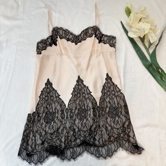 Victoria’s Secret Silk Lace Slip Dress Glam Romantic Black Nude L Nightwear - Picture 3 of 12